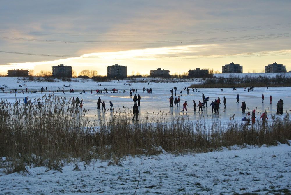 Schaatsen bij de haven