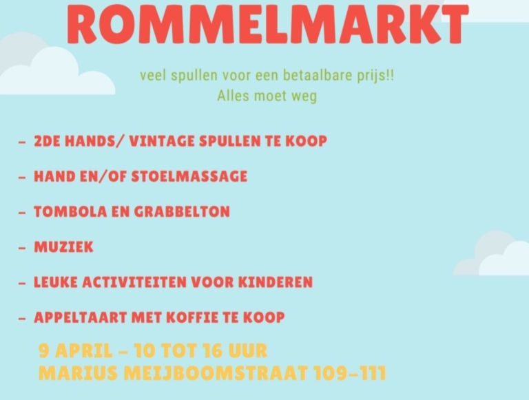 Rommelmarkt voor het goede doel, voor de mensen van De Marius Meiboom