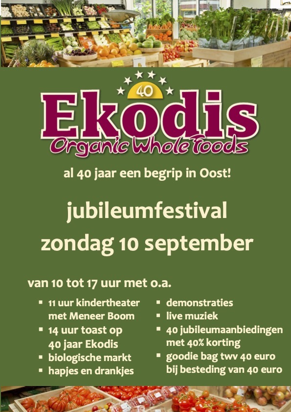 Jubileumfestival Ekodis op het Beukenplein, zondag 10 september