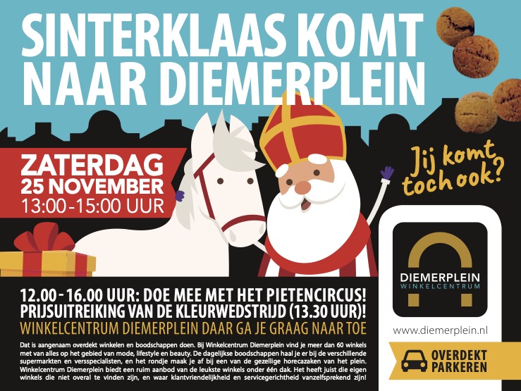 Sinterklaas bezoekt winkelcentrum Diemerplein