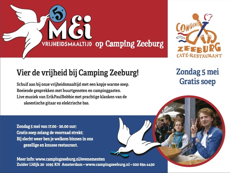 Vrijheidslunch in de Meevaart, warme soep bij Camping Zeeburg